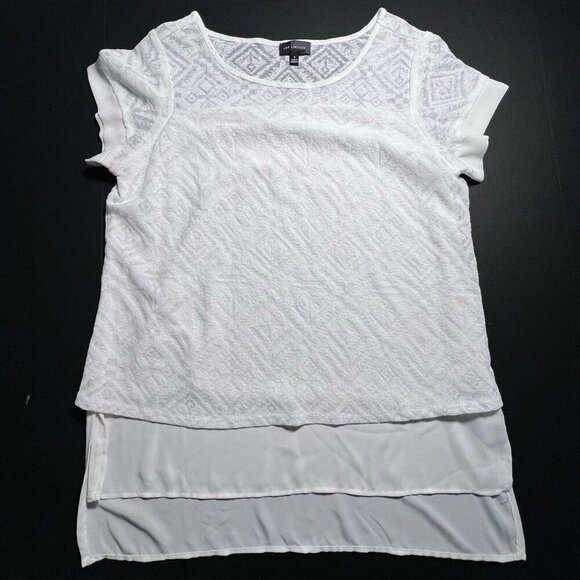The Limited Women's Ivory Lace Overlay Short Sleeve Blouse Top Size S - Picture 1 of 8